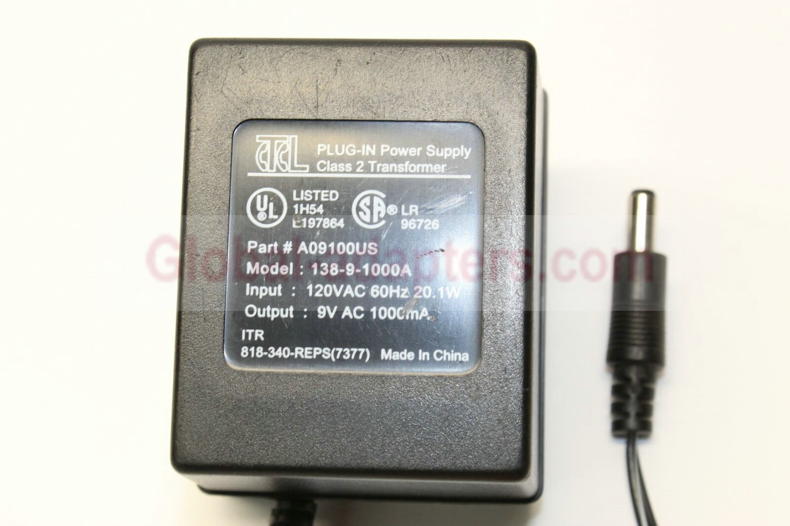 New 9V 1A CTRL 138-9-1000A A09100US Plug-In Class 2 Transformer Power Supply Ac Adapter
